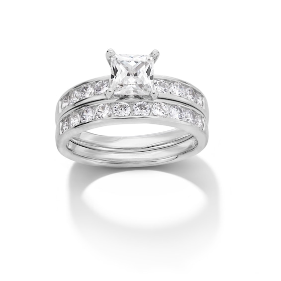 Princess-Cut Cubic Zirconia Bridal Set in Sterling Silver