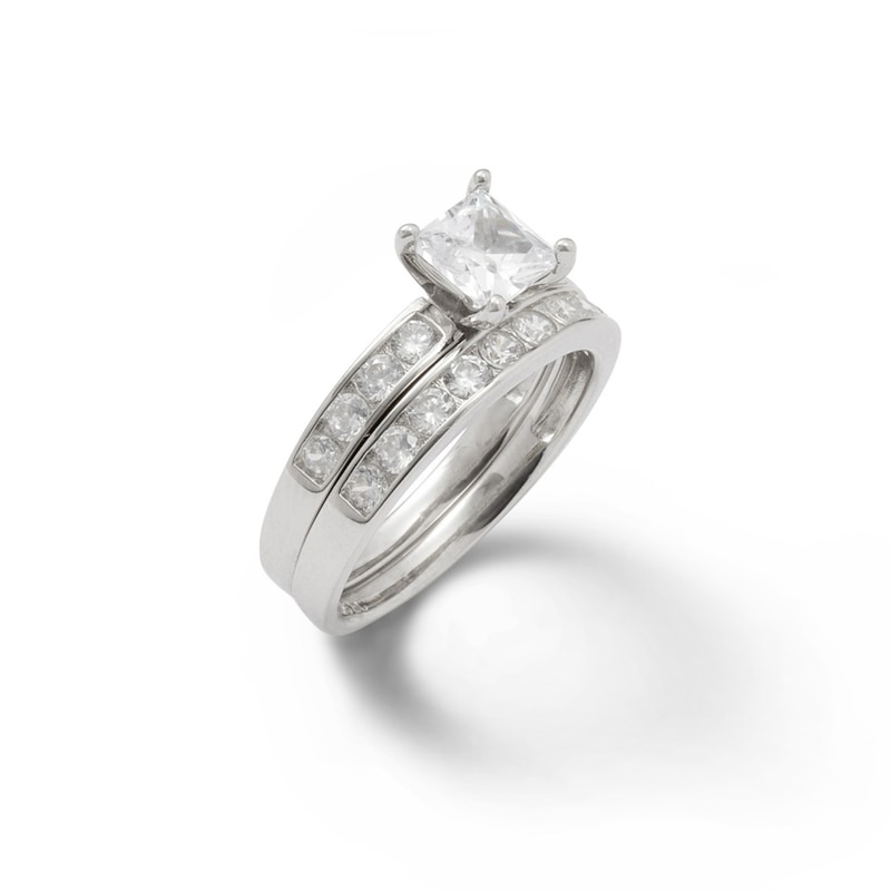 Princess-Cut Cubic Zirconia Bridal Set in Sterling Silver