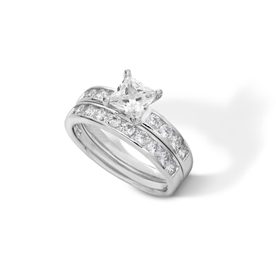 Princess-Cut Cubic Zirconia Bridal Set in Sterling Silver