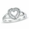 Thumbnail Image 0 of Diamond Accent Double Heart Ring in Sterling Silver - Size 7