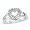 Thumbnail Image 1 of Diamond Accent Double Heart Ring in Sterling Silver - Size 7