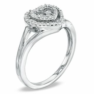 Diamond Accent Double Heart Ring in Sterling Silver - Size 7