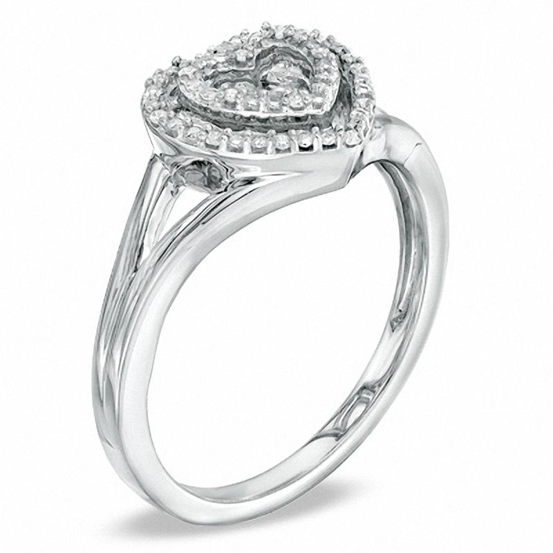 Main Image 2 of Diamond Accent Double Heart Ring in Sterling Silver - Size 7