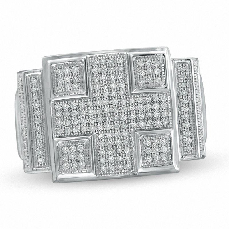 Main Image 1 of 1/2 CT. T.W. Composite Diamond Cross Ring in Sterling Silver
