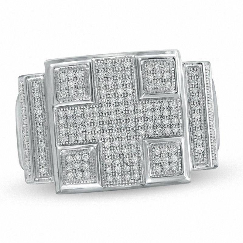 1/2 CT. T.W. Composite Diamond Cross Ring in Sterling Silver