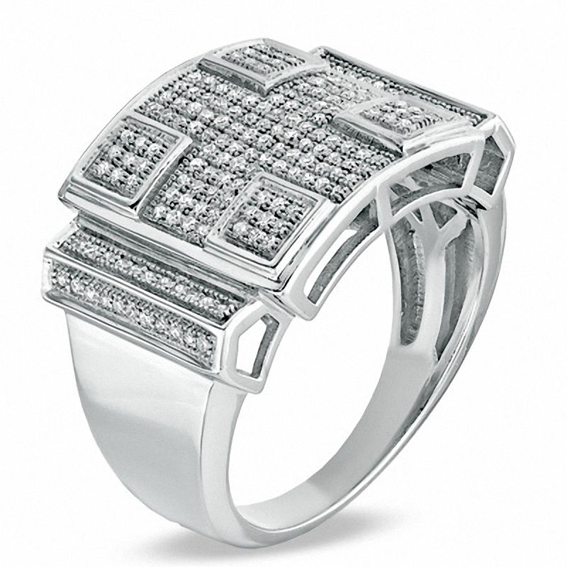 Main Image 2 of 1/2 CT. T.W. Composite Diamond Cross Ring in Sterling Silver
