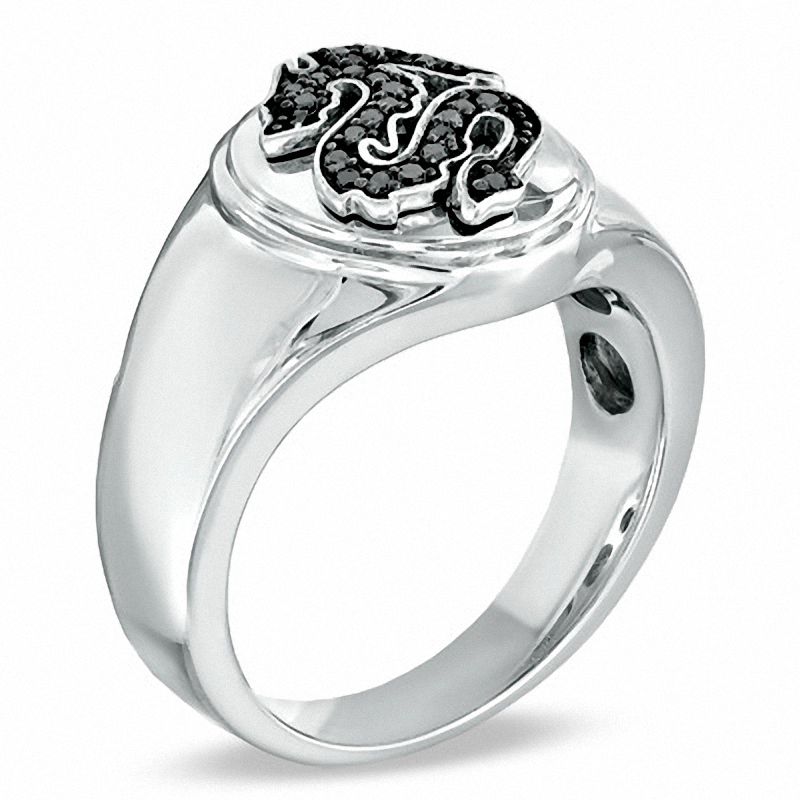 1/8 CT. T.W. Black Diamond Dragon Ring in Sterling Silver - Size 10.5