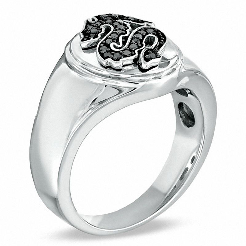 Main Image 2 of 1/8 CT. T.W. Black Diamond Dragon Ring in Sterling Silver - Size 10.5