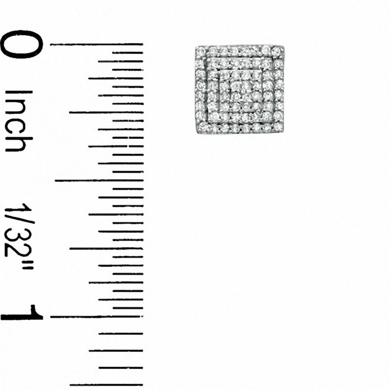3/8 CT. T.W. Diamond Square Composite Stud Earrings in Sterling Silver - XL Post
