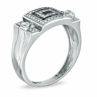 1/3 CT. T.W. Enhanced Black and White Diamond Ring in Sterling Silver - Size 10.5