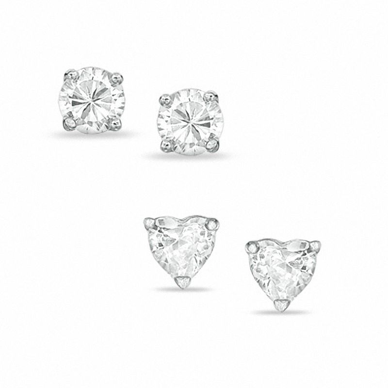 4mm Cubic Zirconia Stud Earrings Set in Sterling Silver