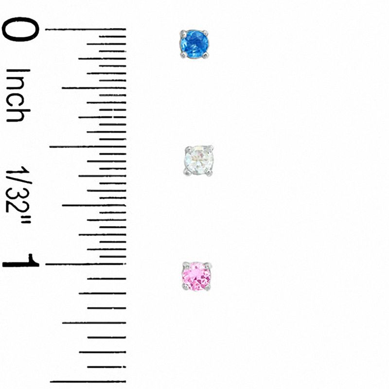 3mm Cubic Zirconia Stud Earrings Set in Sterling Silver