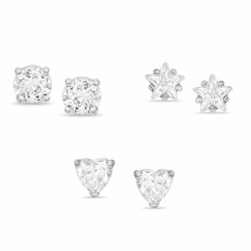 5mm Cubic Zirconia Stud Earrings Set in Sterling Silver