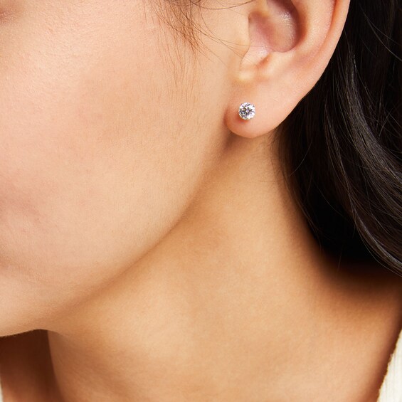 Solid Sterling Silver 5mm Multi-Shape CZ Three Pair Stud Earrings Set