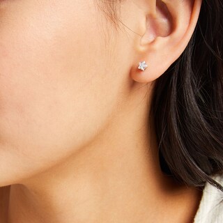 Solid Sterling Silver 5mm Multi-Shape CZ Three Pair Stud Earrings Set