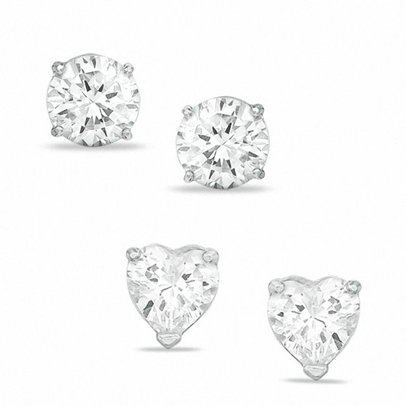 6mm Cubic Zirconia Stud Earrings Set in Sterling Silver