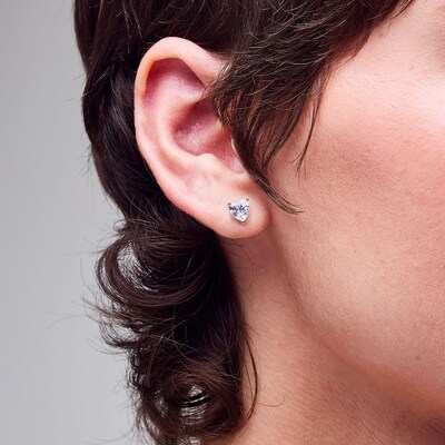 6mm Cubic Zirconia Stud Earrings Set in Sterling Silver