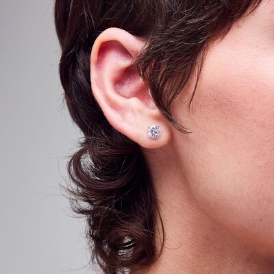 6mm Cubic Zirconia Stud Earrings Set in Sterling Silver