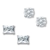 Thumbnail Image 1 of Cubic Zirconia Solitaire Stud Earrings Two Pair Set in Sterling Silver