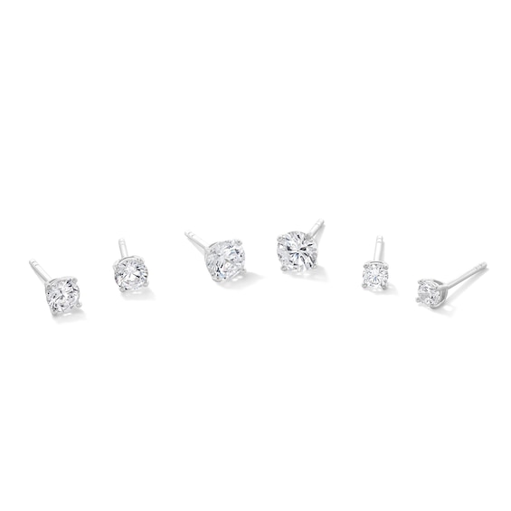 Solid Sterling Silver CZ Stud Set