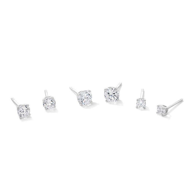 Solid Sterling Silver CZ Stud Set