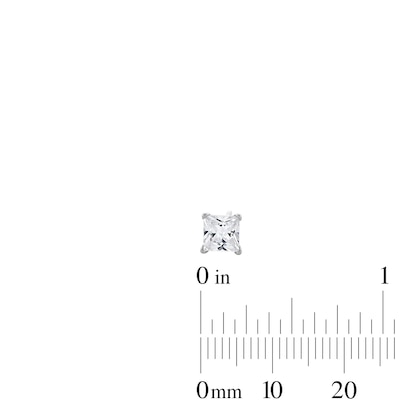 Solid Sterling Silver Graduated Princess-Cut CZ Three Pair Stud Earrings Set