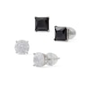 7mm Black and White Cubic Zirconia Stud Earrings Set in Sterling Silver
