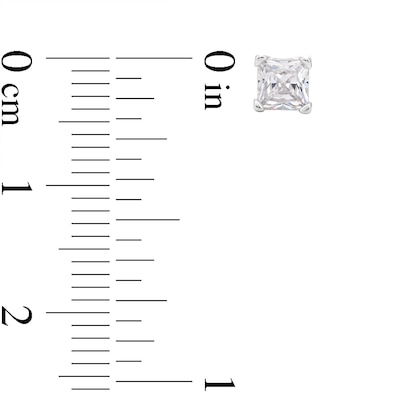 Solid Sterling Silver 4mm Princess and Round CZ Two Pair Stud Earrings Set