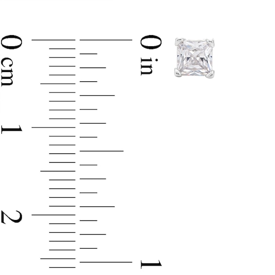 Solid Sterling Silver 4mm Princess and Round CZ Two Pair Stud Earrings Set