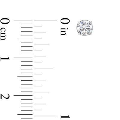 Solid Sterling Silver 4mm Princess and Round CZ Two Pair Stud Earrings Set