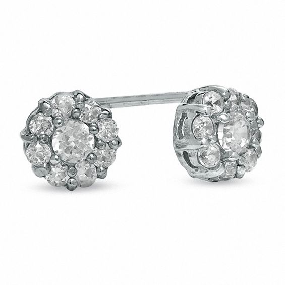 Child's Cubic Zirconia Flower Stud Earrings in Sterling Silver