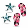 Child's Crystal Starfish and Flip Flop Earrings Set in Sterling Silver with Enamel