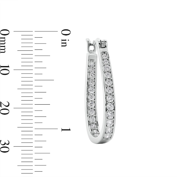 Cubic Zirconia Inside-Out Hoop Earrings in Sterling Silver
