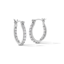 10mm Cubic Zirconia Inside-Out Hoop Earrings in Sterling Silver