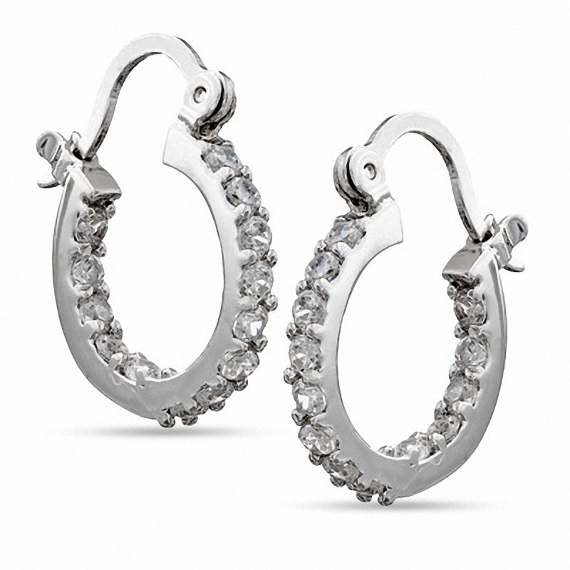 10mm Cubic Zirconia Inside-Out Hoop Earrings in Sterling Silver