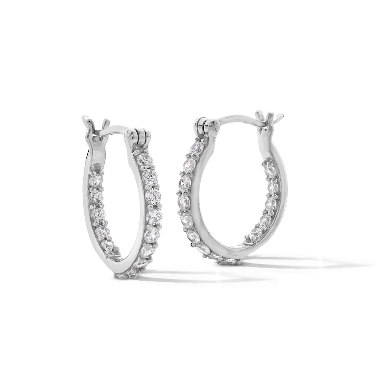Main Image 1 of 10mm Cubic Zirconia Inside-Out Hoop Earrings in Sterling Silver