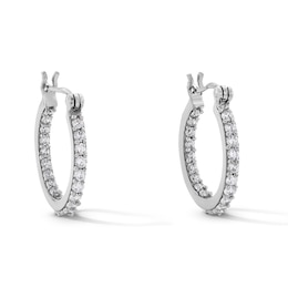 Cubic Zirconia 15mm Inside-Out Hoop Earrings in Sterling Silver