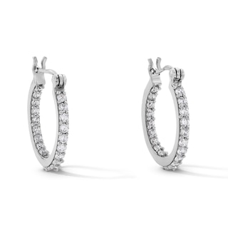 Cubic Zirconia 15mm Inside-Out Hoop Earrings in Sterling Silver