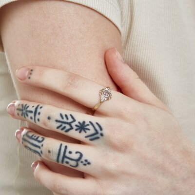 Cubic Zirconia Tri-Tone Our Lady of Guadalupe Ring in 10K Gold