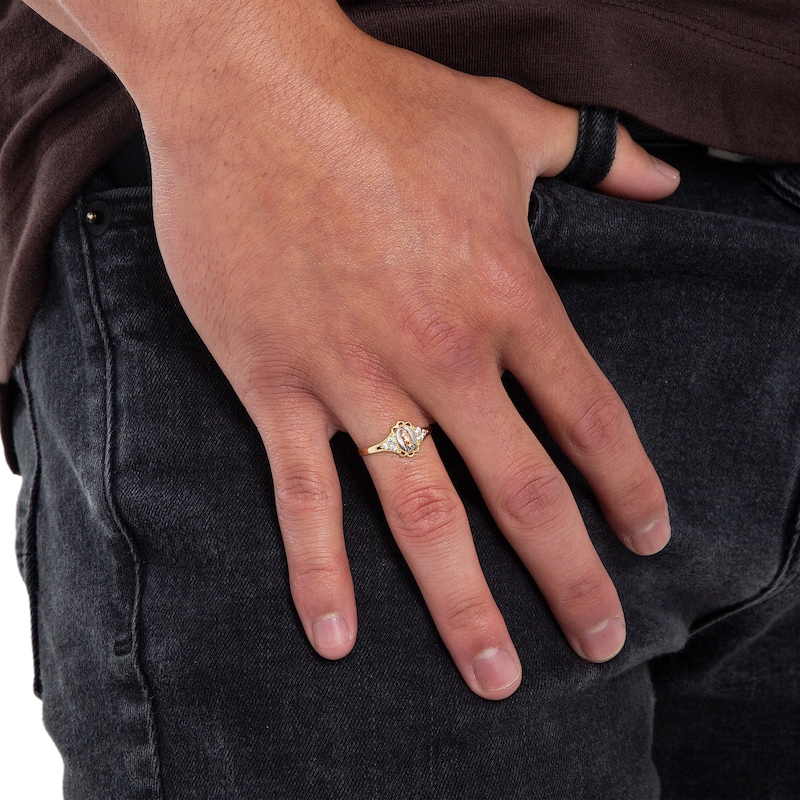 Main Image 4 of Cubic Zirconia Tri-Tone Our Lady of Guadalupe Ring in 10K Gold