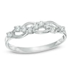 Cubic Zirconia Loose Braid Ring in 10K White Gold - Size 7