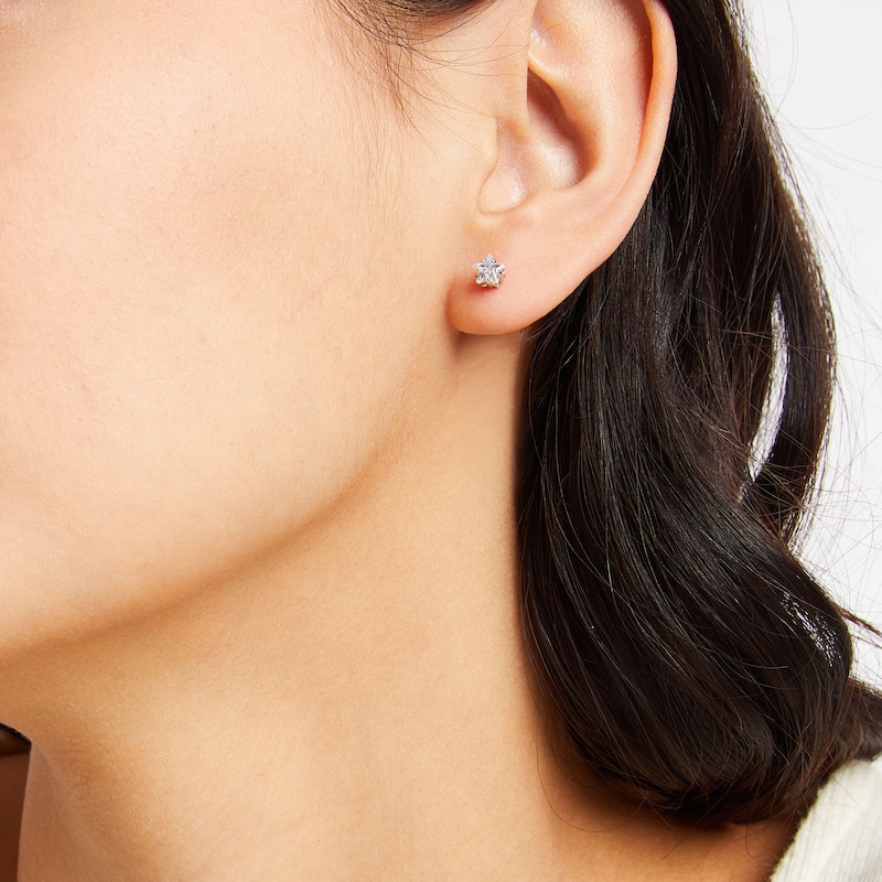 5mm Cubic Zirconia Earrings Set in Sterling Silver