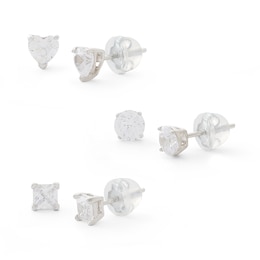 Cubic Zirconia Earrings Set in Sterling Silver