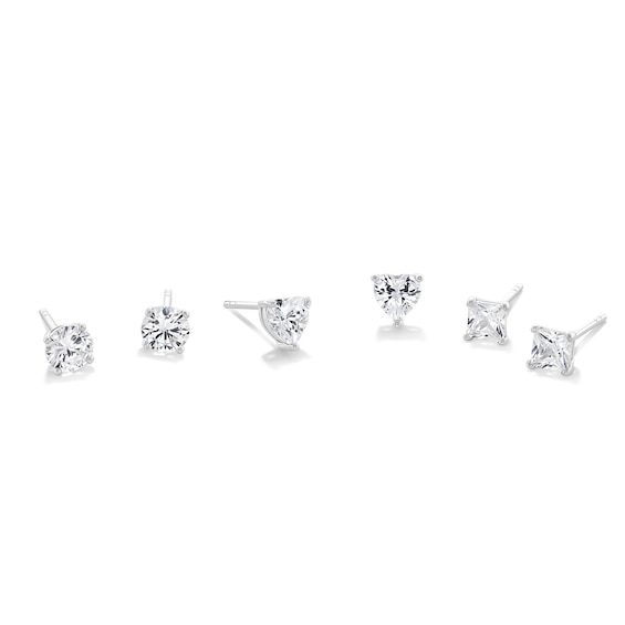 Cubic Zirconia Earrings Set in Sterling Silver