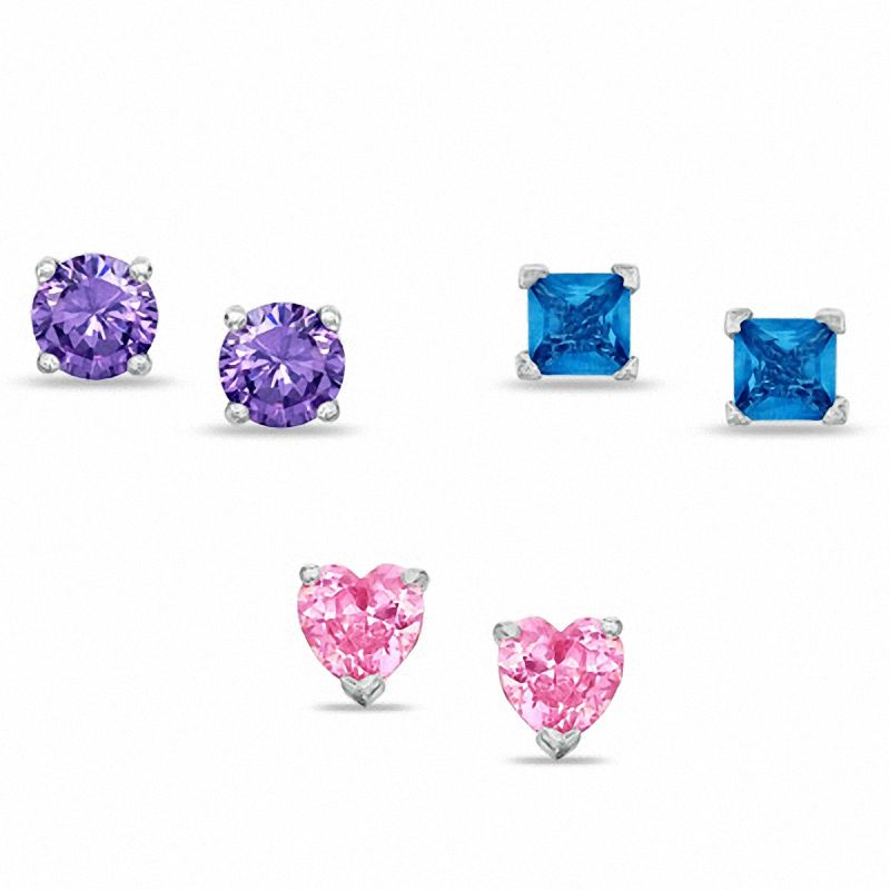 Cubic Zirconia Earrings Set in Sterling Silver