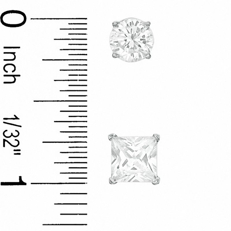 7mm Cubic Zirconia Earrings Set in Sterling Silver