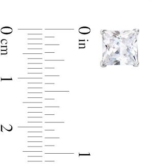 Solid Sterling Silver 7mm Princess and Round CZ Two Pair Earrings Set