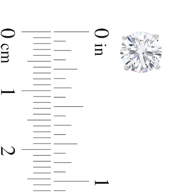 Solid Sterling Silver 7mm Princess and Round CZ Two Pair Earrings Set