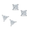 5mm Cubic Zirconia Solitaire Stud Earrings Two Pair Set in Sterling Silver