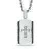 Thumbnail Image 1 of 1/4 CT. T.W. Enhanced Black and White Diamond Cross Dog Tag Pendant in Sterling Silver - 22"